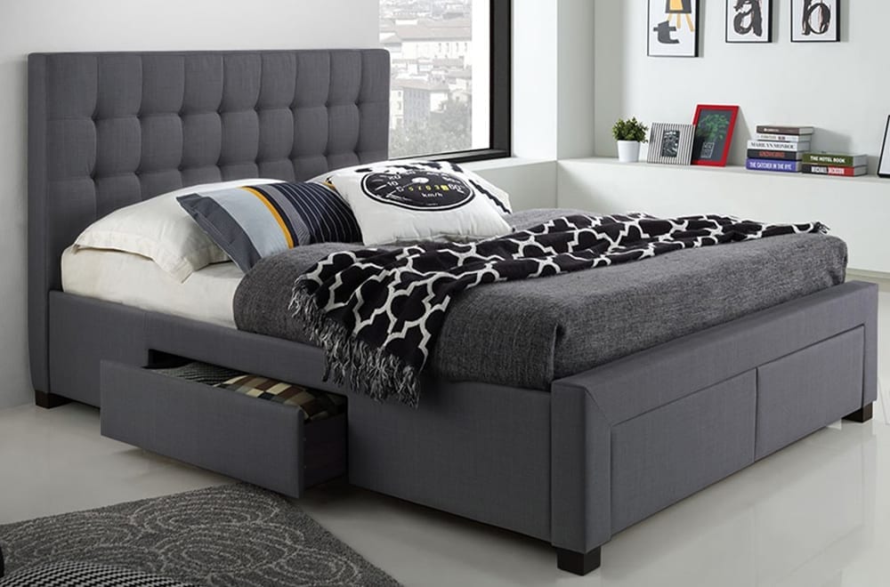 Alessia Charcoal Grey 54″ Double Platform Bed with Storage