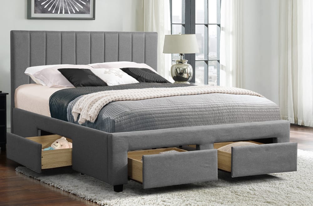 Bianca Light Grey 57″ Double Platform Bed with Storage