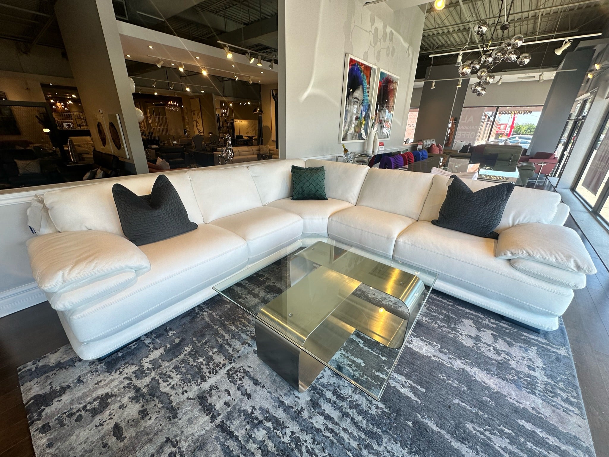 Atlantic White Leather Sectional