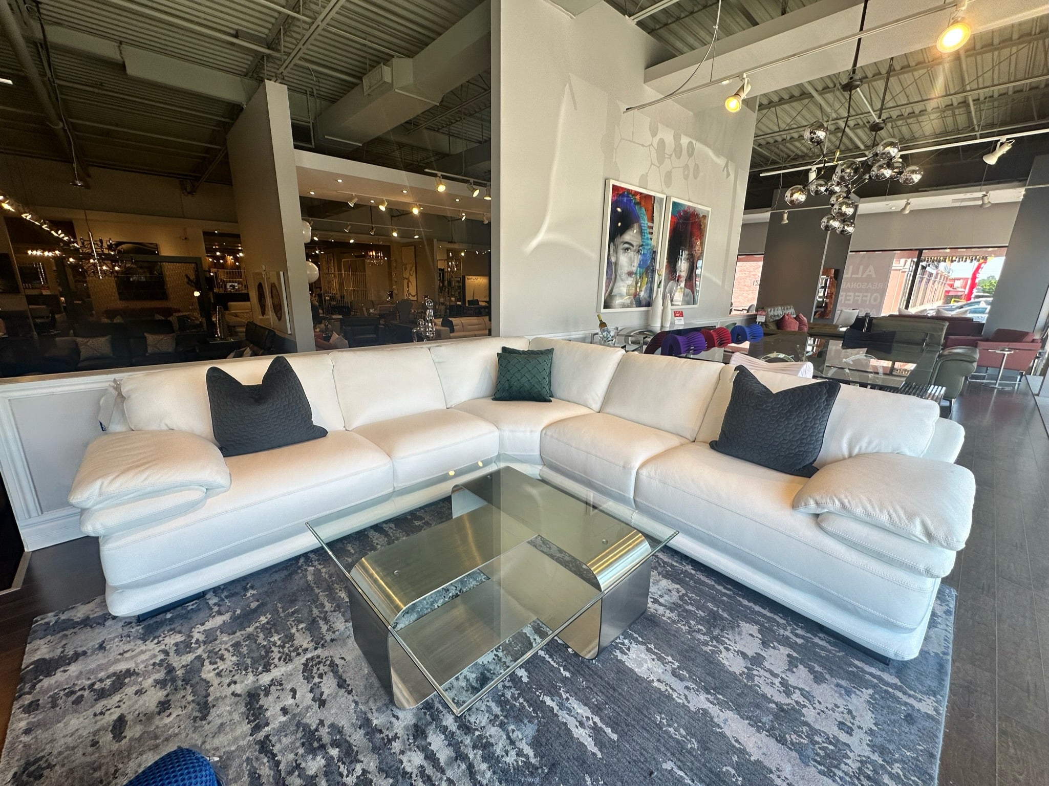 Atlantic White Leather Sectional