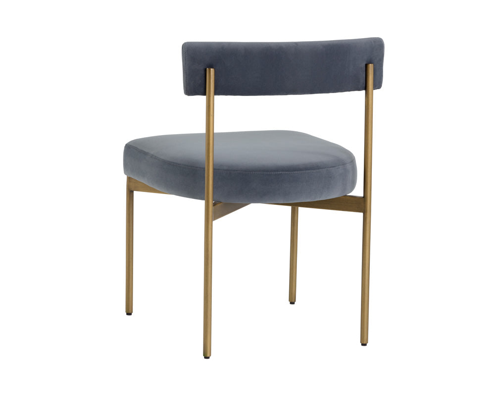Seneca Dining Chair - Antique Brass - Velvet Slate