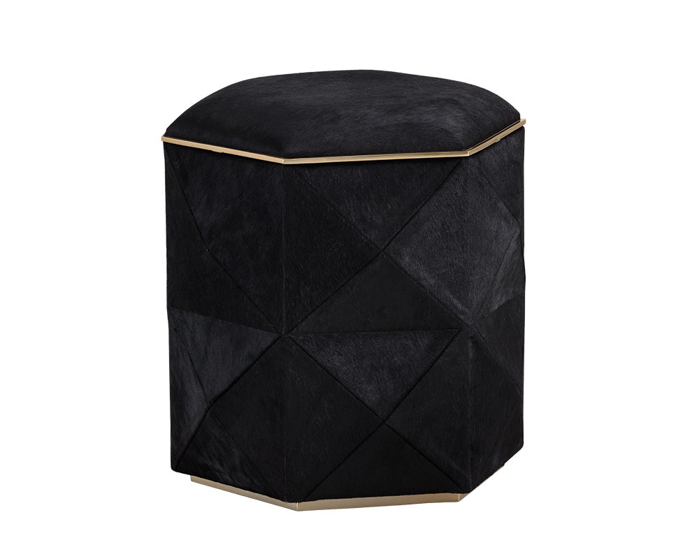 Ashanti Storage Ottoman - Small - Gold - Black