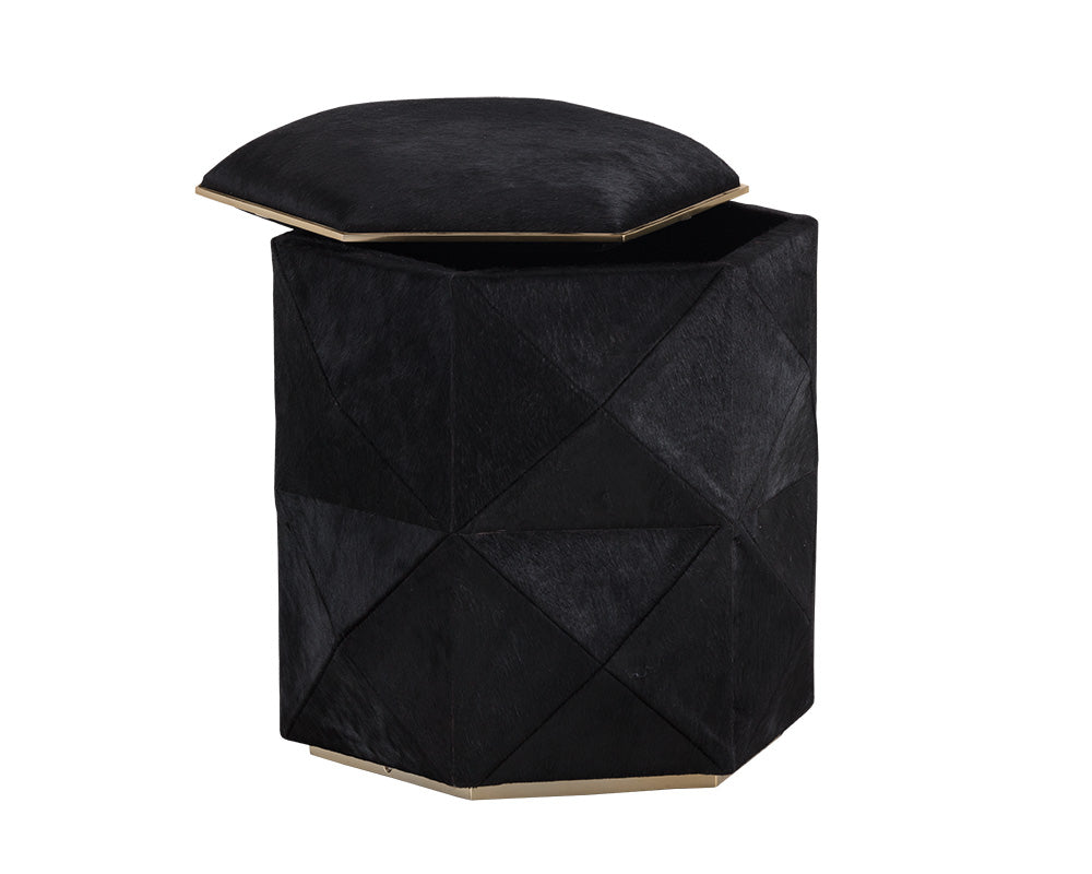 Ashanti Storage Ottoman - Small - Gold - Black