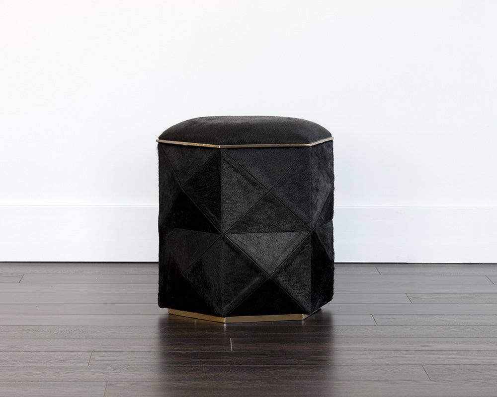 Ashanti Storage Ottoman - Small - Gold - Black