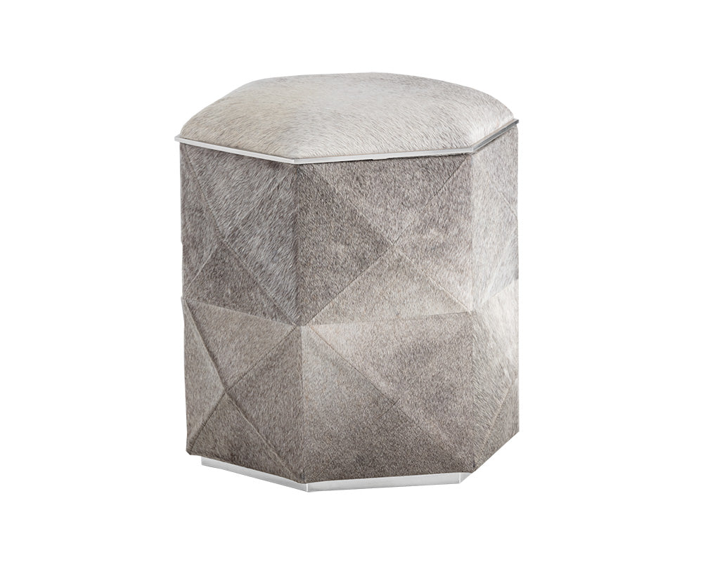 Ashanti Storage Ottoman - Small - Silver - Grey