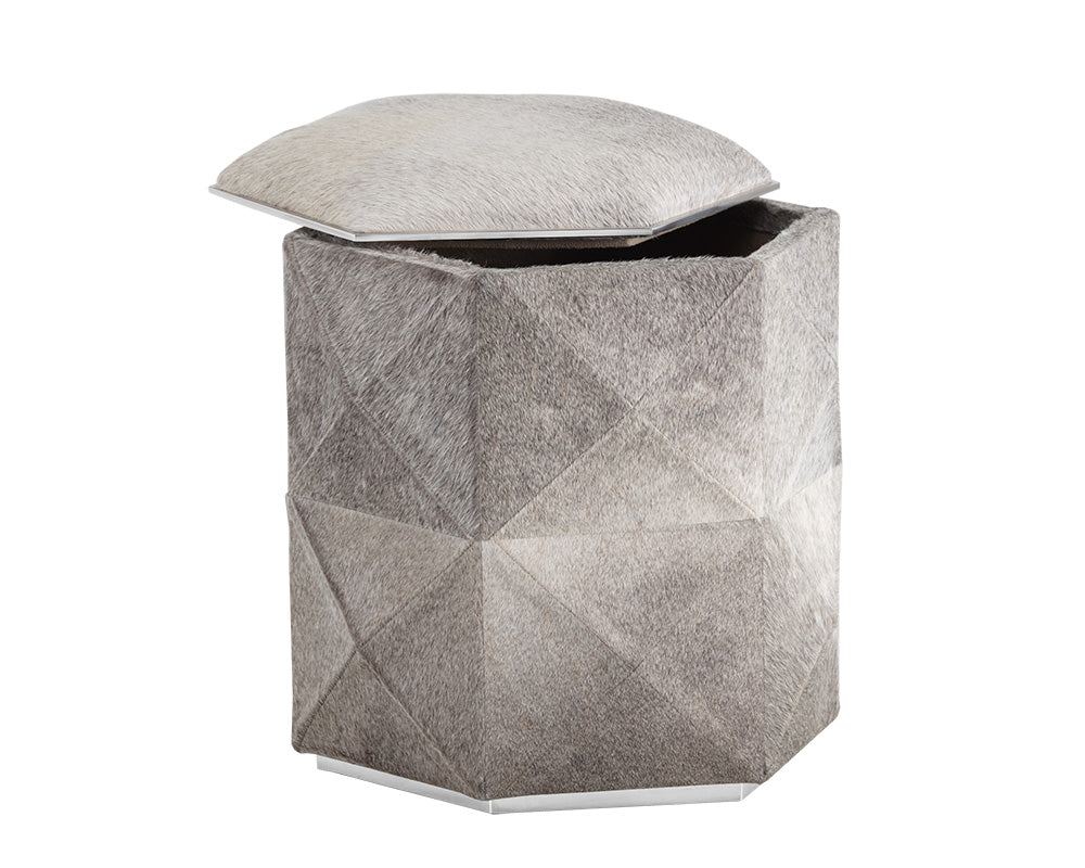 Ashanti Storage Ottoman - Small - Silver - Grey