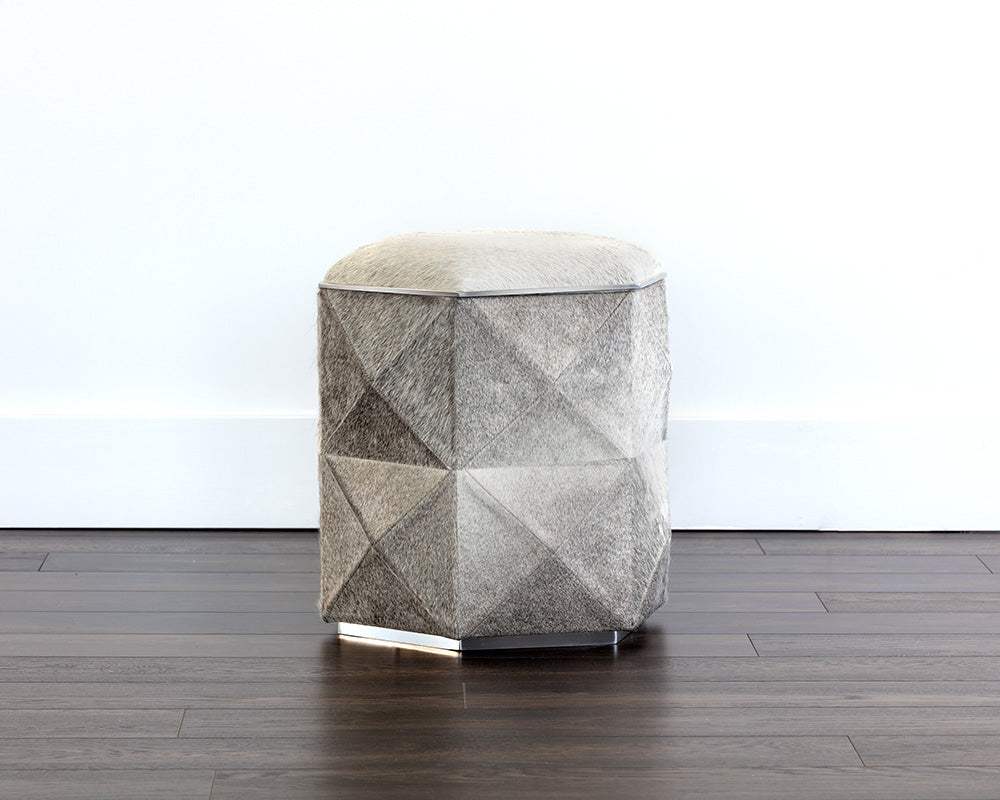 Ashanti Storage Ottoman - Small - Silver - Grey