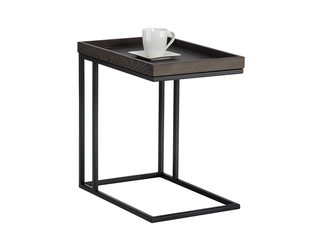 Arden C-shaped End Table - Black - Charcoal Grey