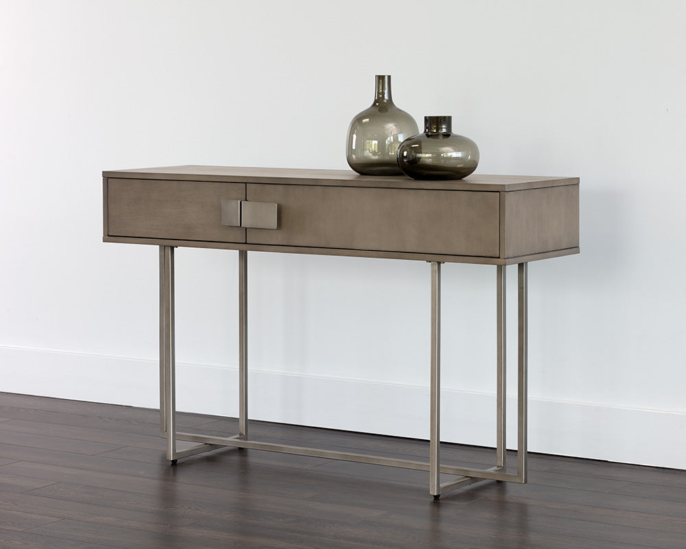 Jade Console Table - Antique Silver - Ash Grey