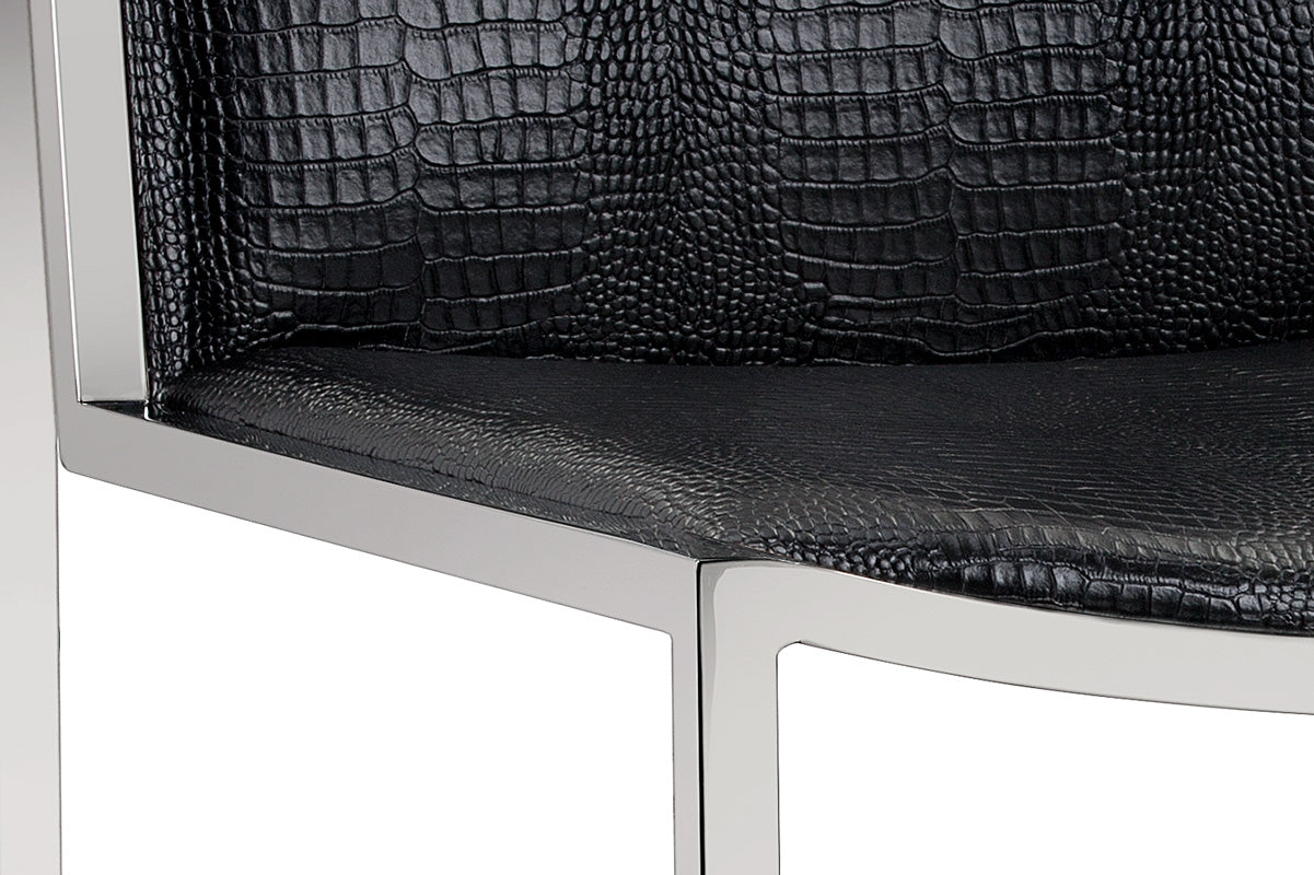 Blair Dining Chair - Stainless Steel - Black Croc