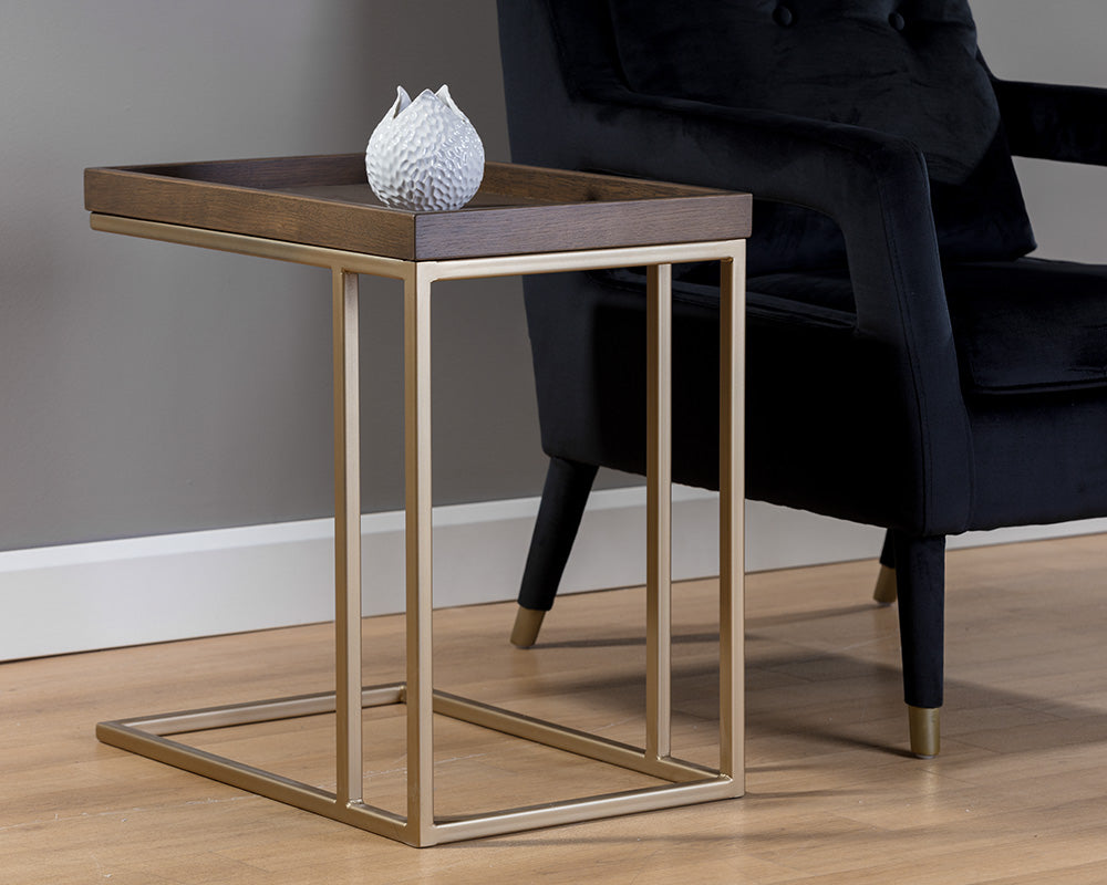 Arden C-shaped End Table - Gold - Raw Umber