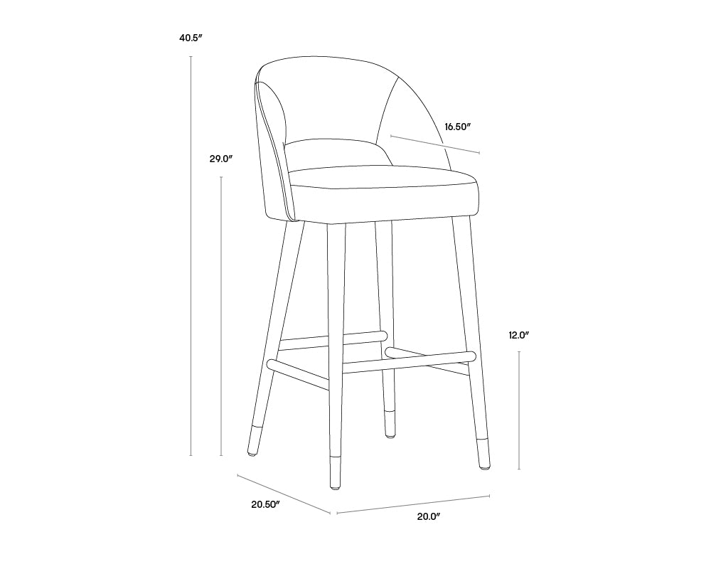 Monae Barstool - Bravo Cream / Polo Club Muslin