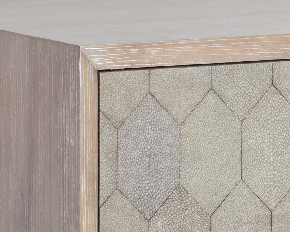 Aniston Nightstand - White Ceruse - Taupe Shagreen