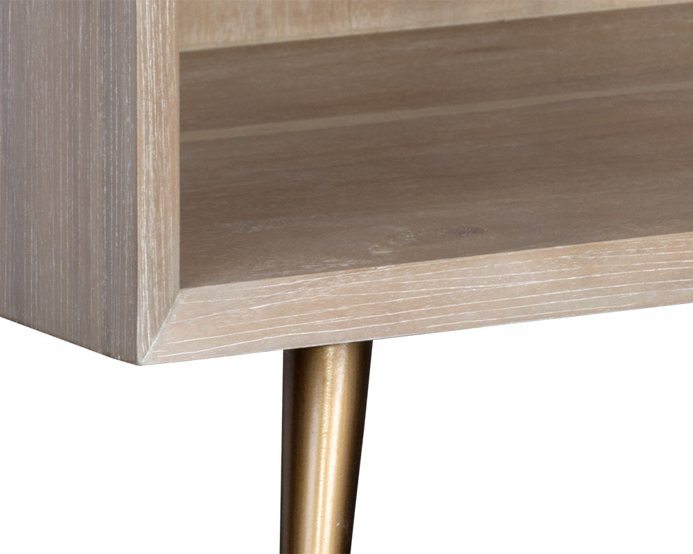 Aniston Nightstand - White Ceruse - Taupe Shagreen