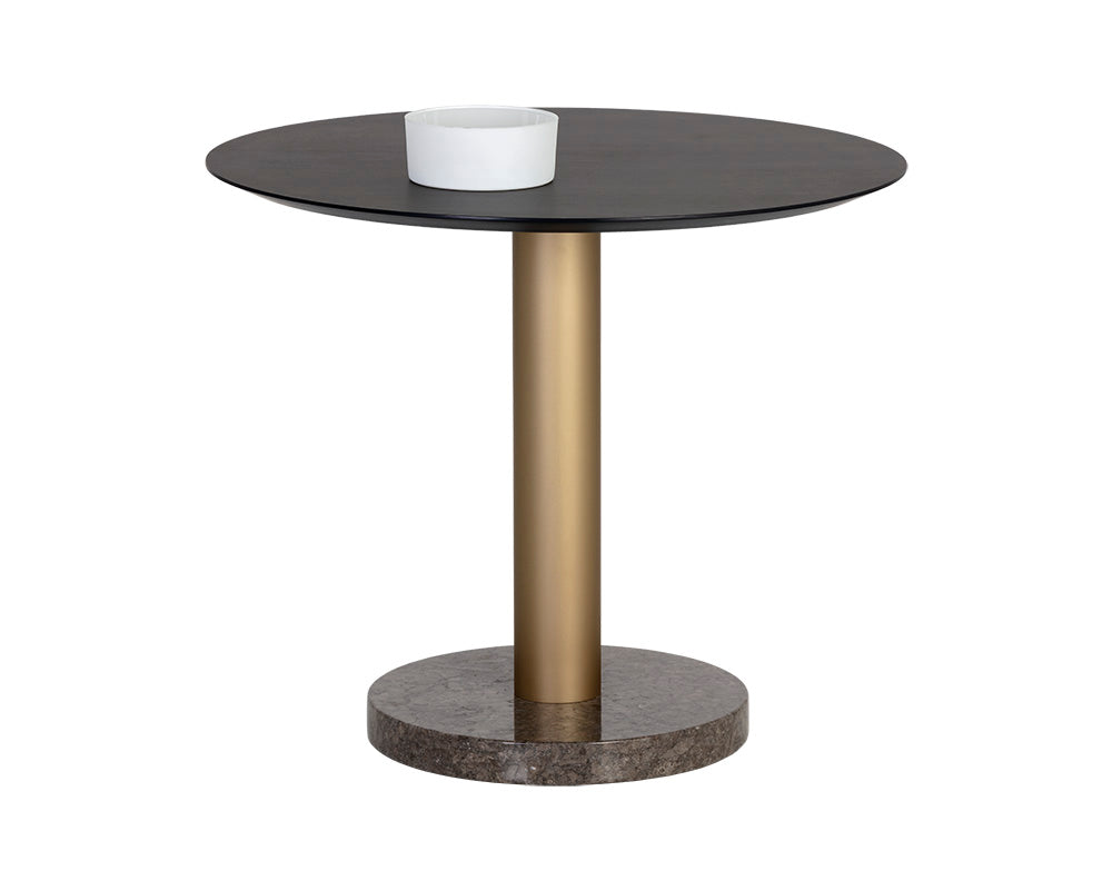 Monaco Bistro Table - Gold - Grey Marble / Charcoal Grey - 35.5"