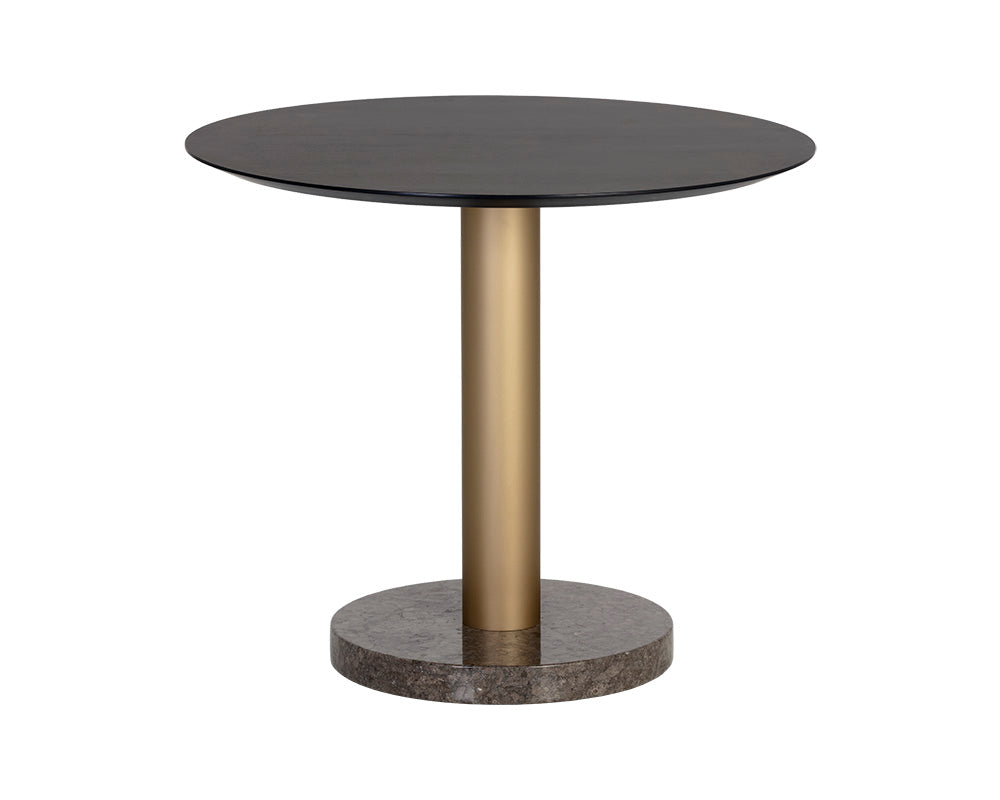 Monaco Bistro Table - Gold - Grey Marble / Charcoal Grey - 35.5"