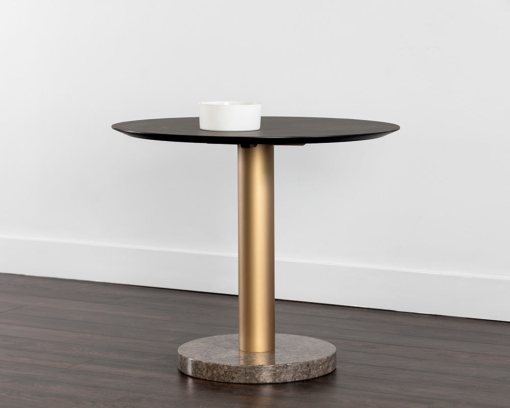 Monaco Bistro Table - Gold - Grey Marble / Charcoal Grey - 35.5"