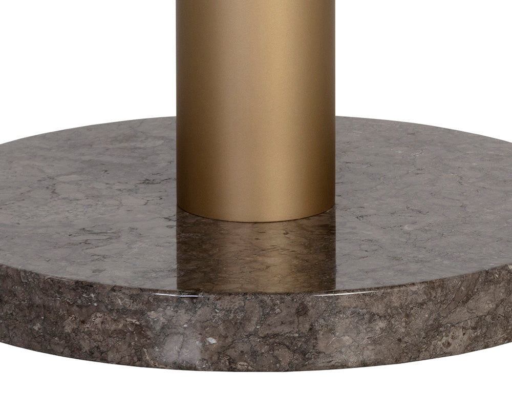 Monaco Bistro Table - Gold - Grey Marble / Charcoal Grey - 35.5"