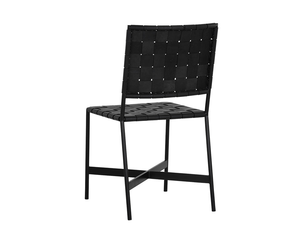 Omari Dining Chair - Black - Black Leather