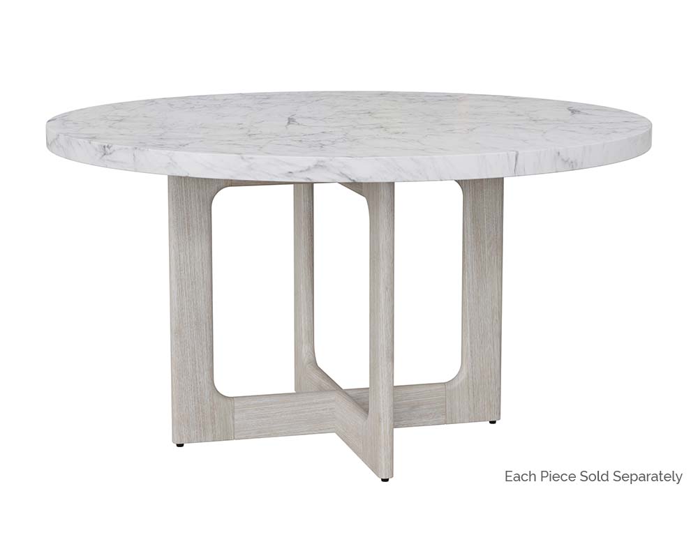 Cypher Dining Table Base - Wood - White Ceruse