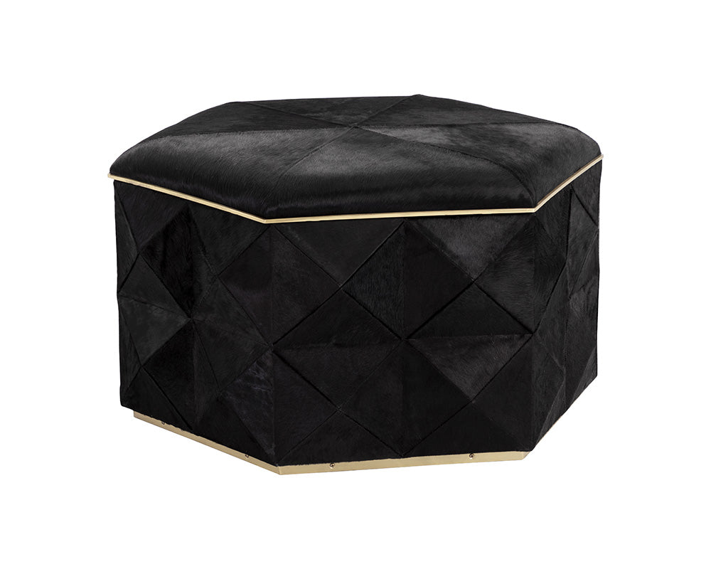 Ashanti Storage Ottoman - Large - Gold - Black