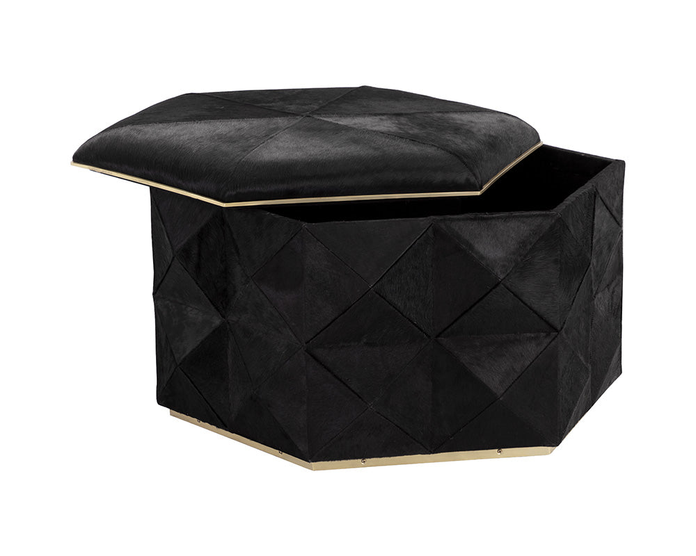 Ashanti Storage Ottoman - Large - Gold - Black