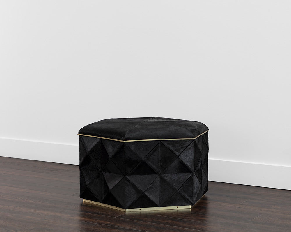 Ashanti Storage Ottoman - Large - Gold - Black