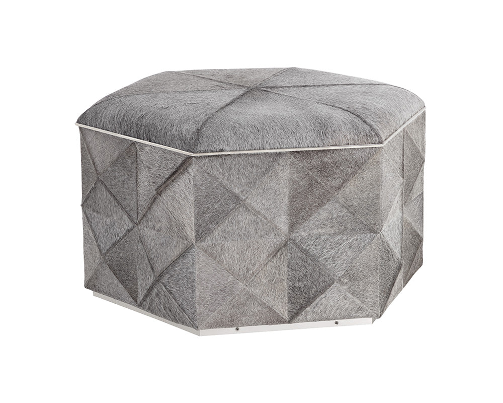 Ashanti Storage Ottoman - Large - Silver - Grey