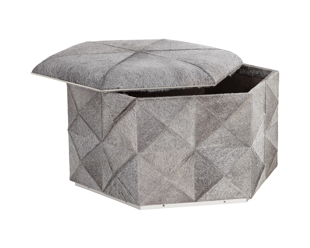 Ashanti Storage Ottoman - Large - Silver - Grey