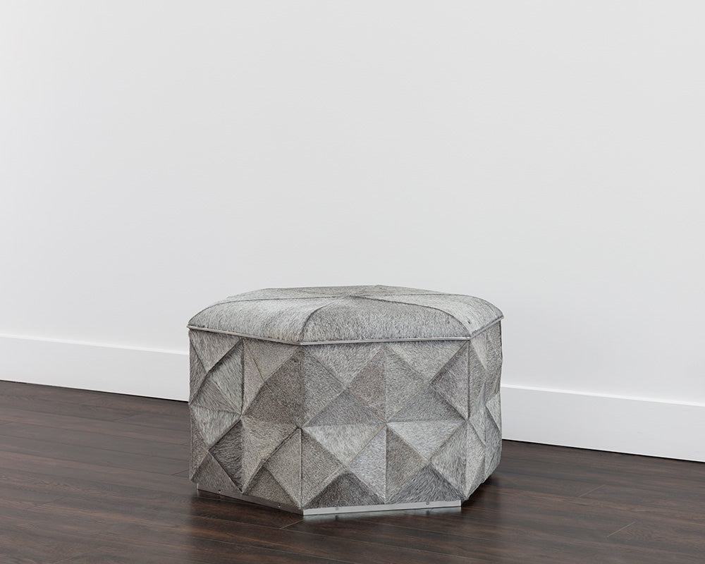 Ashanti Storage Ottoman - Large - Silver - Grey