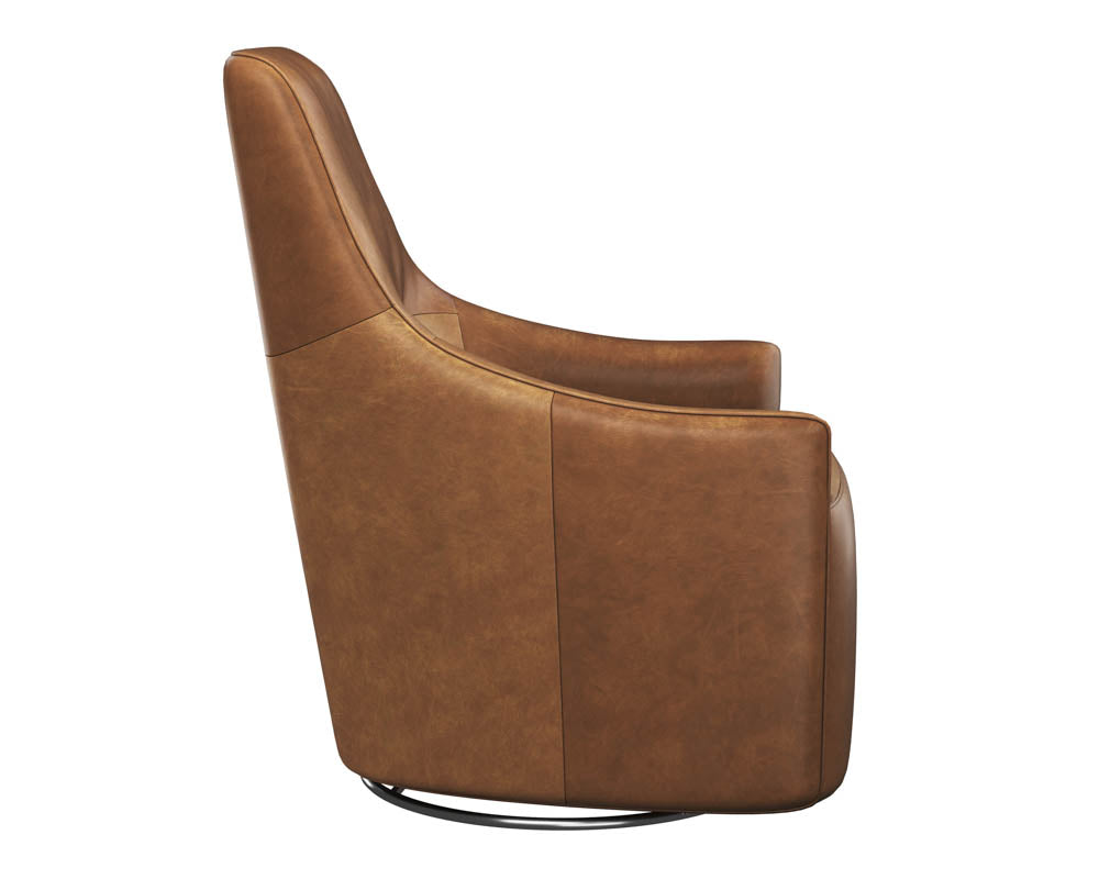 Carmine Swivel Lounge Chair - Cognac Leather