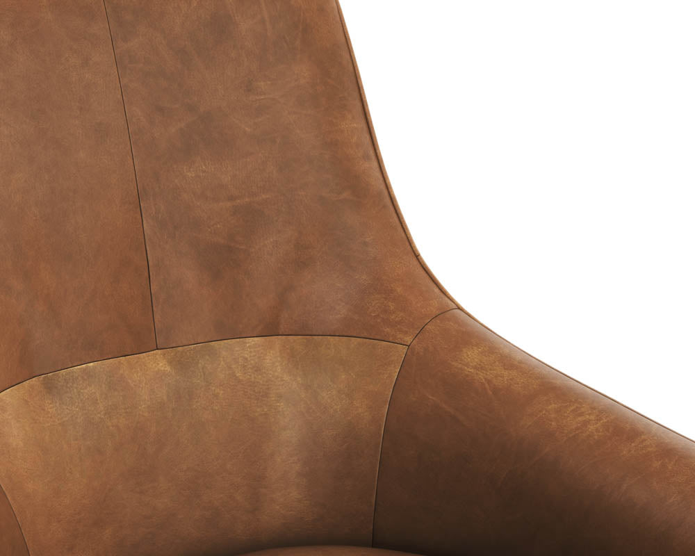 Carmine Swivel Lounge Chair - Cognac Leather