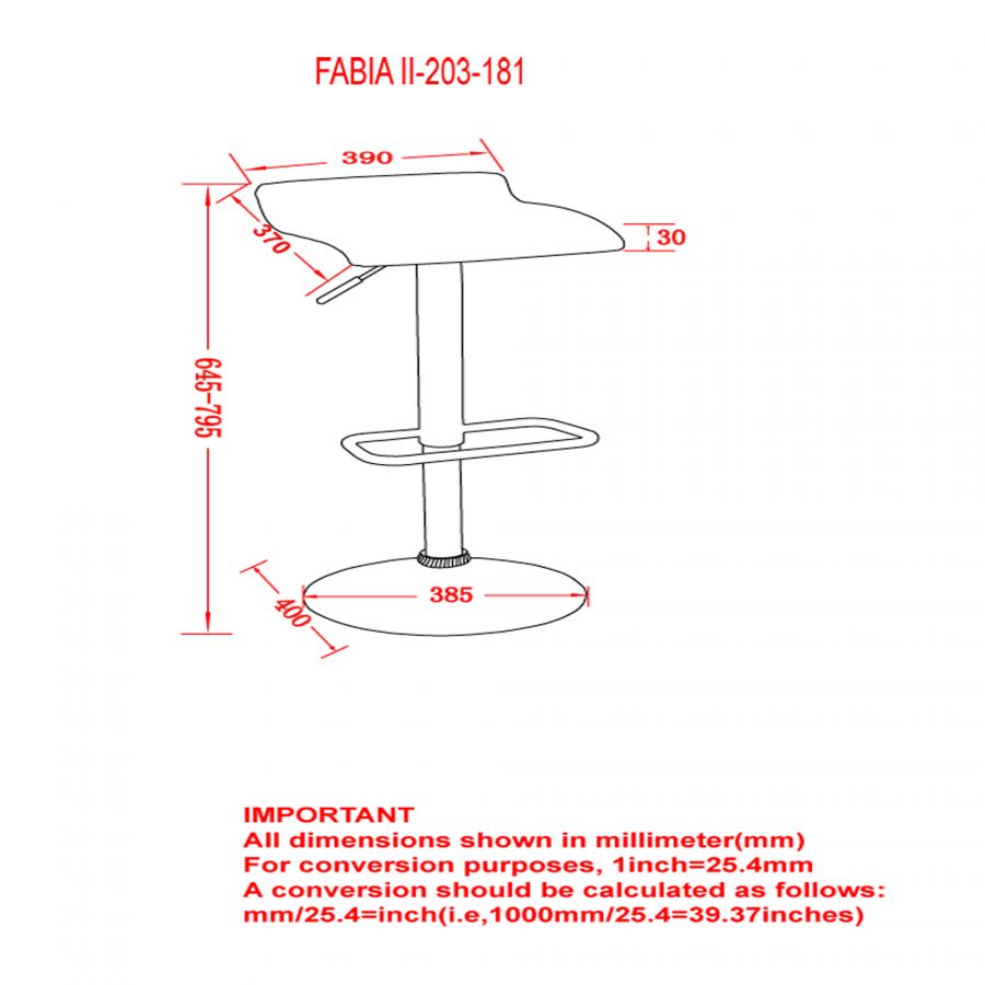 Fabia II Black Air Lift Stool