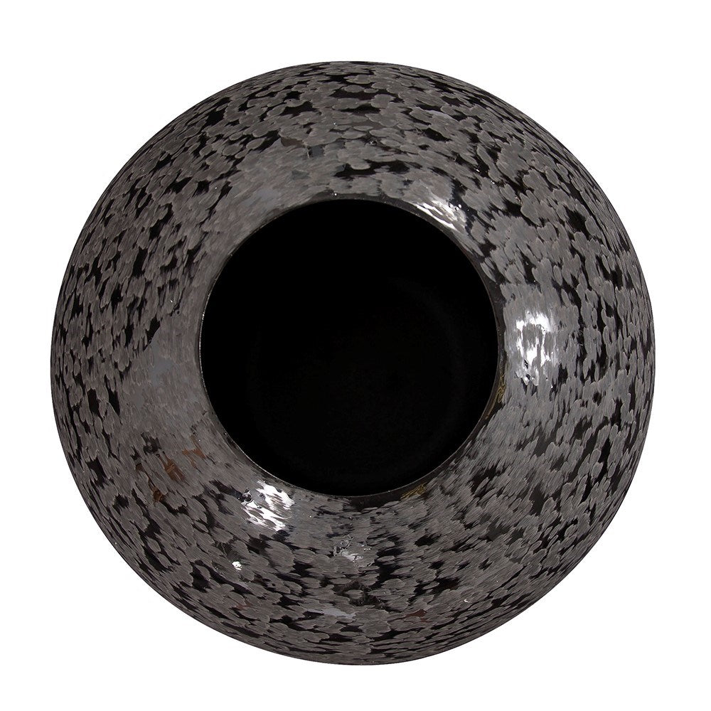 Chiseled Texture Black Iron Globe Vase, Small