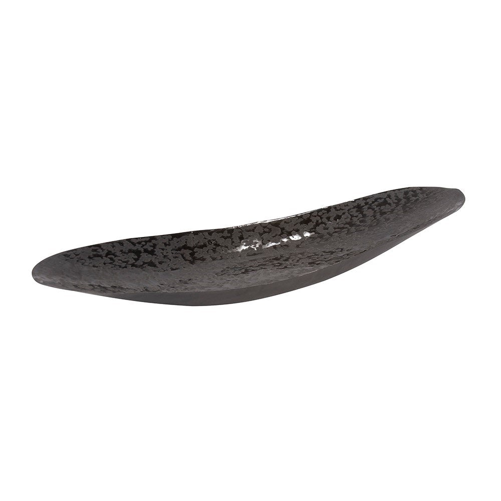 Chiseled Texture Black Iron Elongated Tray, Small