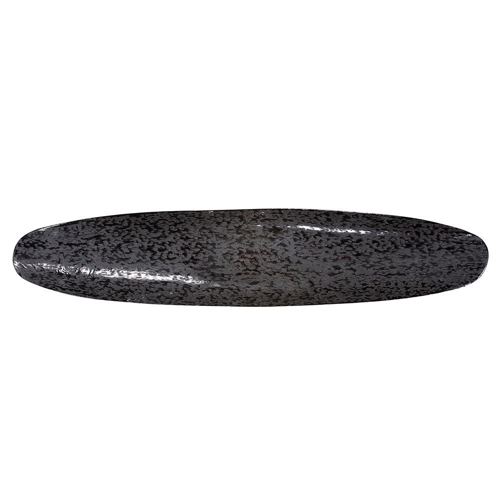 Chiseled Texture Black Iron Elongated Tray, Large