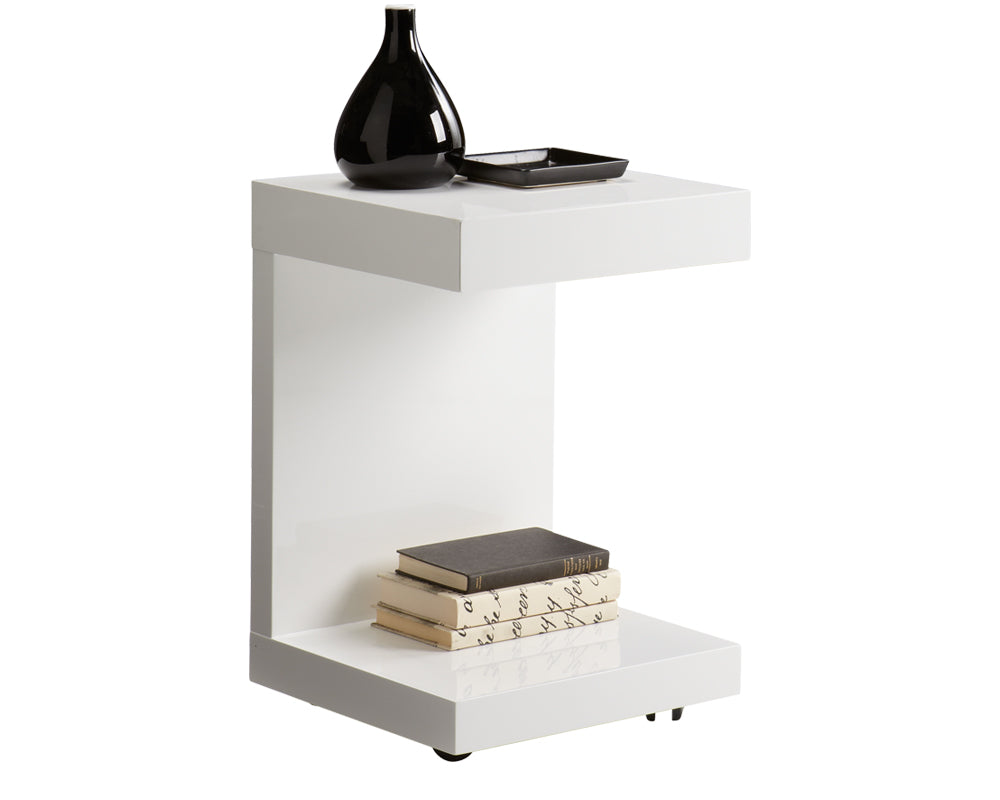 Bachelor End Table - High Gloss White