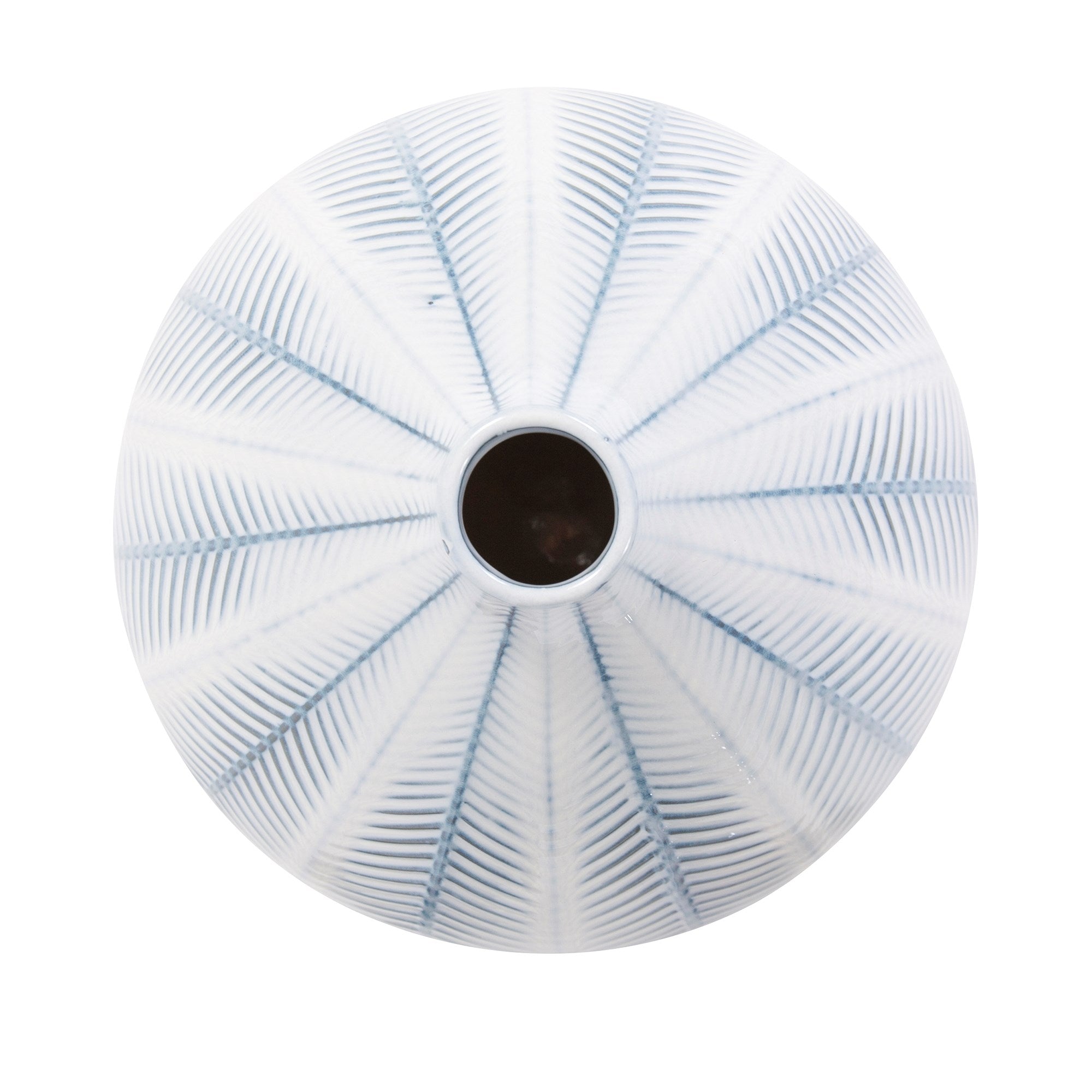 Blue and White Chevron Ceramic Globe Vase Large