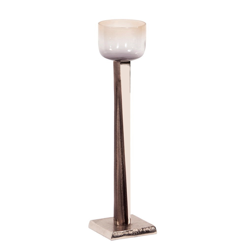 Ombre Glass Candle Holder on Aluminum Base, Small