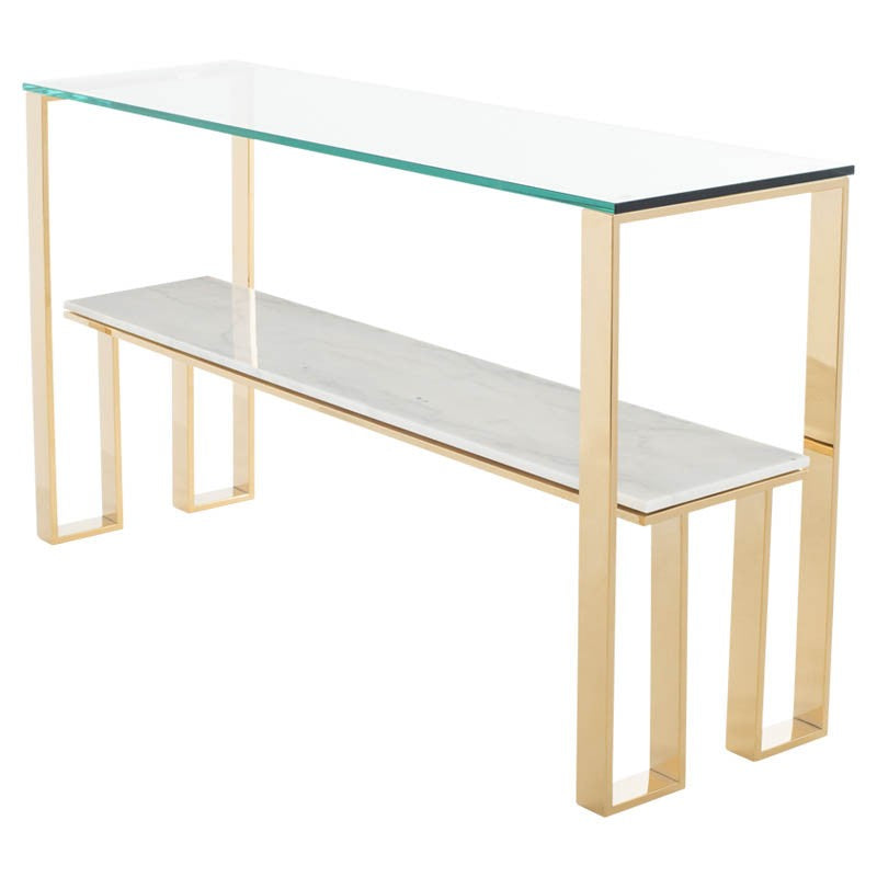 Tierra White Marble - Polished Gold Console Table