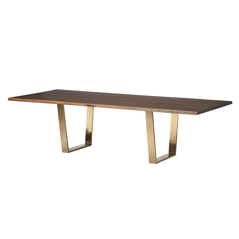 Versailles 78" Seared Oak Wood - Gold Dining Table