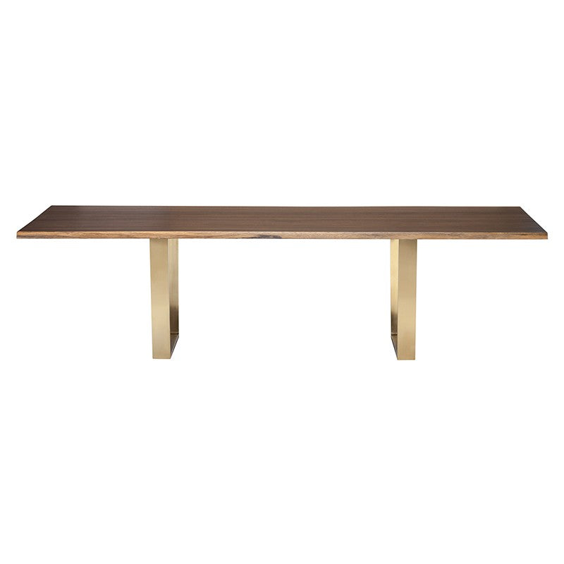 Versailles 78" Seared Oak Wood - Gold Dining Table