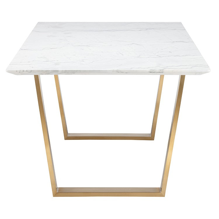 Catrine 79" White Marble - Gold Dining Table