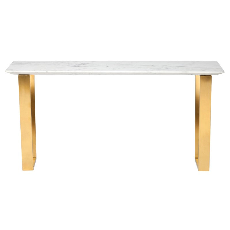 Catrine White Marble - Brushed Gold Console Table