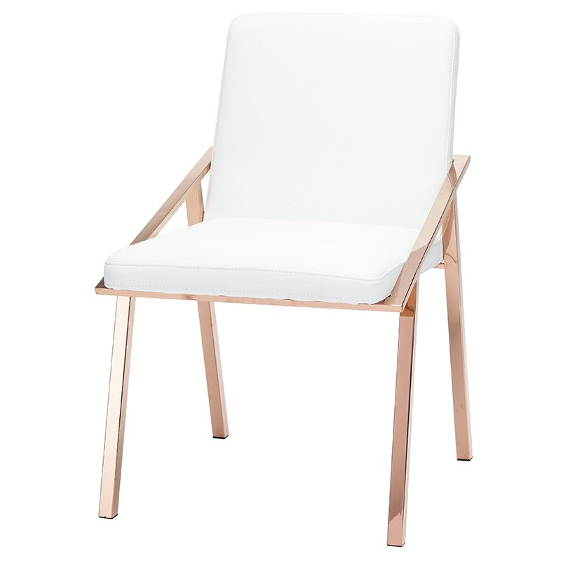 Nika White-Rose Gold Dining Chair