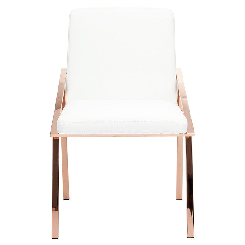 Nika White-Rose Gold Dining Chair