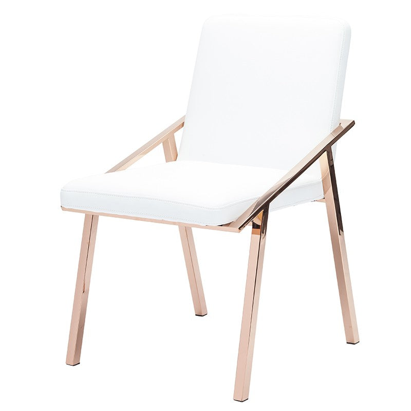 Nika White-Rose Gold Dining Chair