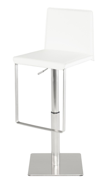 Kailee White-Brushed Stainless Steel Adjustable Stool