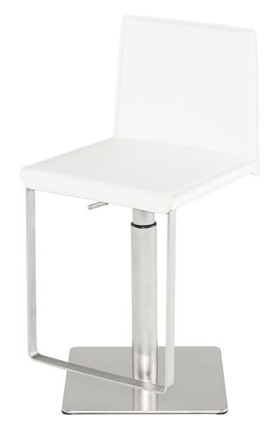 Kailee White-Brushed Stainless Steel Adjustable Stool