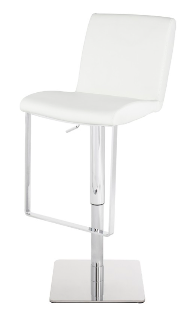 Lewis White-Polished Stainless Steel Adjustable Stool